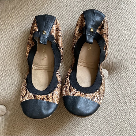 Yosi Samra Samantha Snake Print Leather Flats 7